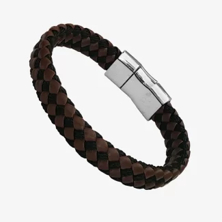 M Men Style Braided Designer Stainless Steel and Leather Bracelet for Men, Boys and Women