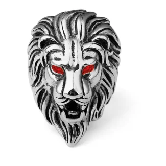 Ruby Red Stone Lion Head