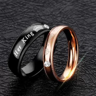 Her King His Queen Couple Ring Set Gift