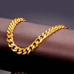 Gold Plated Curb Chunky Link Bracelet With Lobster Clasp