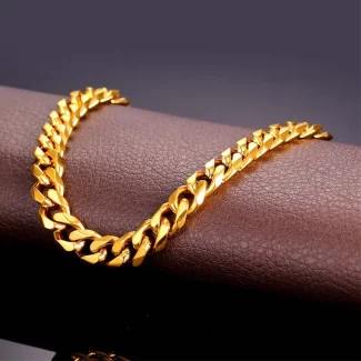 Gold Plated Curb Chunky Link Bracelet With Lobster Clasp