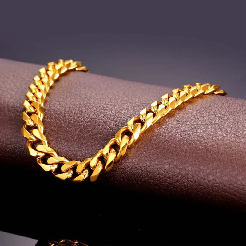 Gold Plated Curb Chunky Link Bracelet With Lobster Clasp