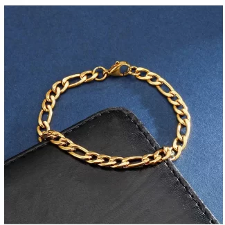 Gold Plated Figaro Curb Link Bracelet