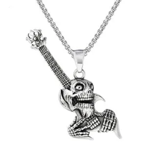 Gothic Skull Guitar Necklace Gift