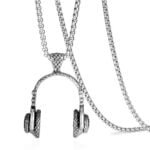Biker DJ Music Lover Headphone Necklace Male Gift