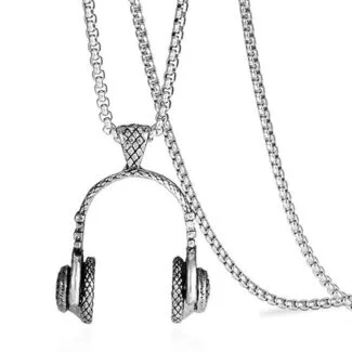 Biker DJ Music Lover Headphone Necklace Male Gift