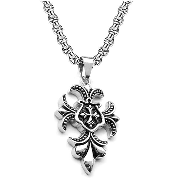 Men's Tail Flower Cross Necklace Gift Men's Tail Flower Cross Necklace Gift