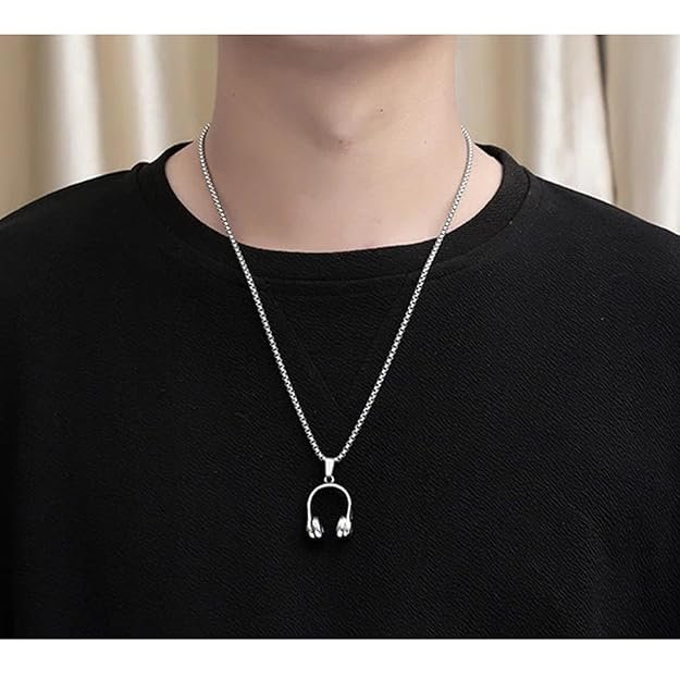 Biker DJ Music Lover Headphone Necklace Male Gift Biker DJ Music Lover Headphone Necklace Male Gift