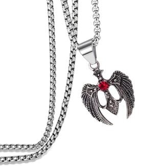 Red Stone Cross Bible Prayer Faith Jewelry Necklace Gift