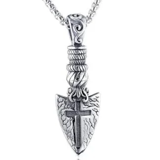 Arrowhead Cross Hammered Necklace Gift