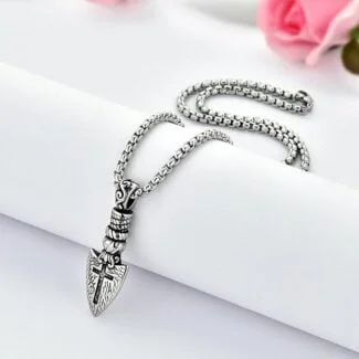 Arrowhead Cross Hammered Necklace Gift