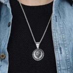 King of the Forest Animal Lion Round Necklace