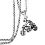 Biker Gothic Skeleton Driving Motorcycle Necklace Gift