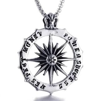 Biker Sun God Hallow Disk Compass Travel Necklace Gift
