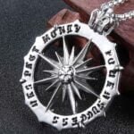 Biker Hallow Disk Compass Travel Necklace Gift