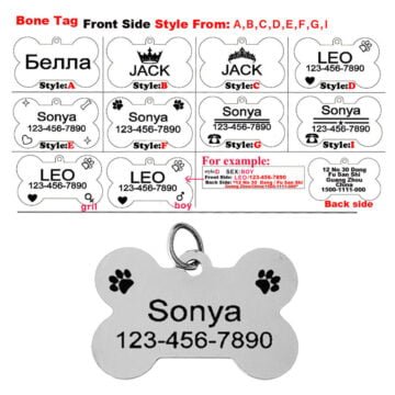 Customized Pet ID Tag Personalized Black Engraved Message Collar Tag Gift  M Men Style - Main Image