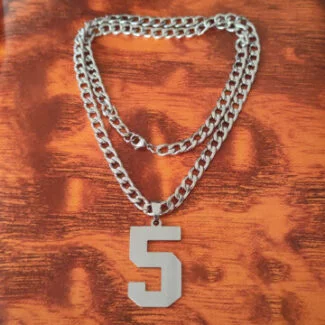 Jersey Number 0-9 Necklace Personalized Stainless Steel Inspiration Initial Pendant Jewelry for Sports Fan Gift 5 Link Chain
