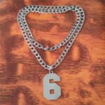 Jersey Number 0-9 Necklace Personalized Stainless Steel Inspiration Initial Pendant Jewelry for Sports Fan Gift 6 link Chain