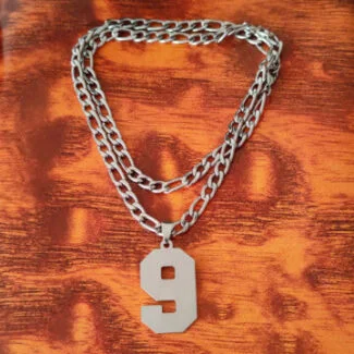 Jersey Number 0-9 Necklace Personalized Stainless Steel Inspiration Initial Pendant Jewelry for Sports Fan Gift -9
