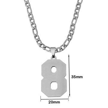 Jersey Number 0-9 Necklace Personalized Stainless Steel Pendant Jewelry for Sports Fan Gift 8 Figaro Chain
