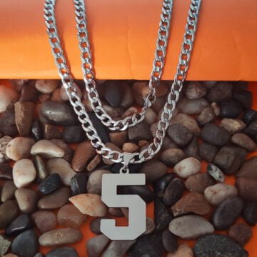 Jersey Number 0-9 Necklace Personalized Steel Inspiration Initial Pendant Jewelry for Sports Fan Gift 5 Link Chain