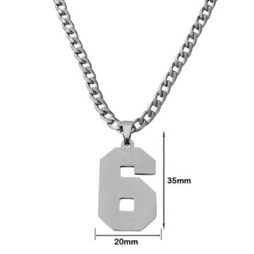 Jersey Number 0-9 Necklace Stainless Steel Inspiration Initial Pendant Jewelry for Sports Fan Gift 6 link Chain
