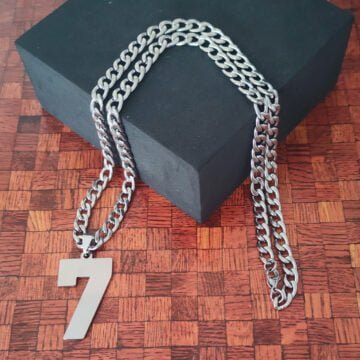 Jersey Number 0-9 Necklace Stainless Steel Inspiration Initial Pendant Jewelry for Sports Fan Gift 7 link Chain