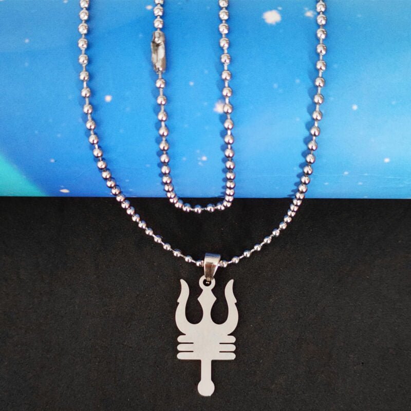 Shiv Trishul Silver Necklace Gift