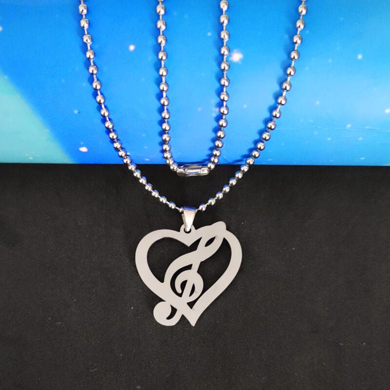 Music Symbol In Heart Necklace Gift Music Symbol In Heart Necklace Gift