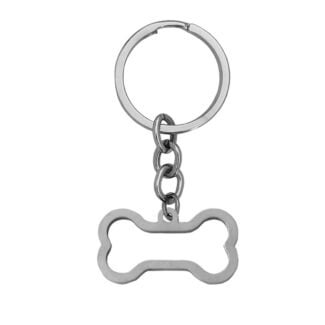 Personalised Dog Big Bone Keychain Silver Stainless Steel Pets Lover Gift