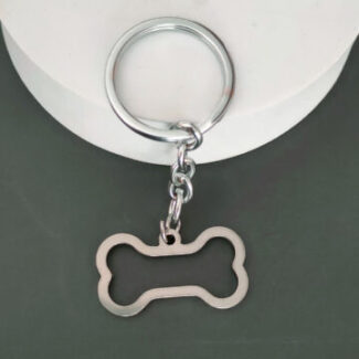 Personalised Dog Big Bone Keychain Silver Stainless Steel Pets Lover Gift