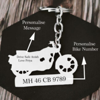 Personalized Motorbike Keychain Silver Stainless Steel For Men