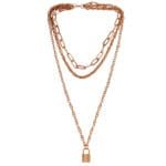 M Men Style Round and Flat Coin Three Layered Golden Satari Chain Gold-Plated Alloy Neckalce Chain For Womens