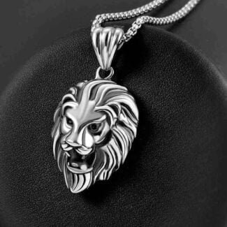 Lion Head Pendant Necklace Chain Gift