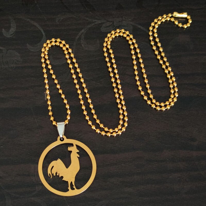 Round Shape Rooster Necklace Gift