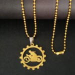 Gold Motorcycle Bike Pendant Necklace Gift