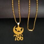 Allah Star Moon Lucky No 786. Necklace Gift