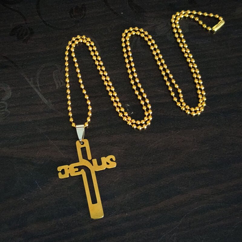 Lord Jesus Christ Cross Gold Necklace Gift