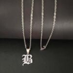Custom Old English Initial B Alphabet Letter Personalised Gothic Necklace Gift