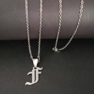 Custom Old English Initial F Alphabet Letter Personalised Gothic Necklace Gift
