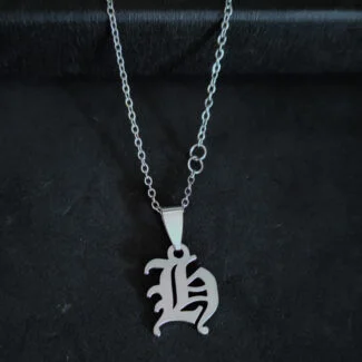 Personalised Old English Initial H Alphabet Letter Customized Gothic Necklace Gift