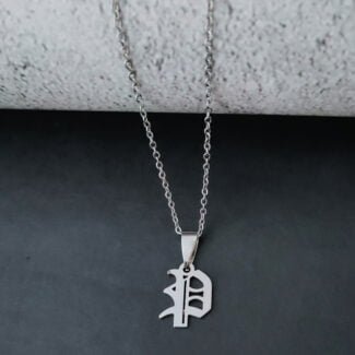 Personalised Old English Initial P Alphabet Letter Customized Gothic Necklace Gift
