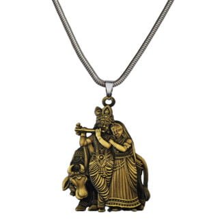 Shri Radha Krishna Idol With Cow Pendant Gift