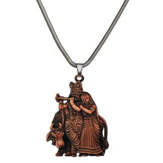 Shri Radha Krishna Idol Grey Necklace Gift