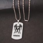 Dog Tag Astrology Jewelry Zodiac Charm Pendant Gift - Gemini