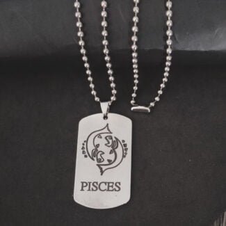 Dog Tag Astrology Pisces Necklace Gift