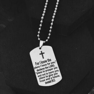 Dog Tag Bible Verse Cross Pendant Gift