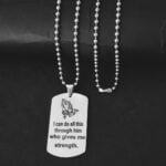 Dog Tag Bible Verse Cross Necklace Gift