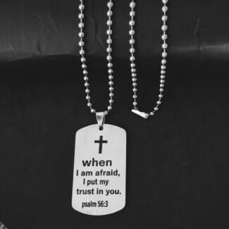 Dog Tag Necklace for Men Bible Verse Cross Pendant Gift