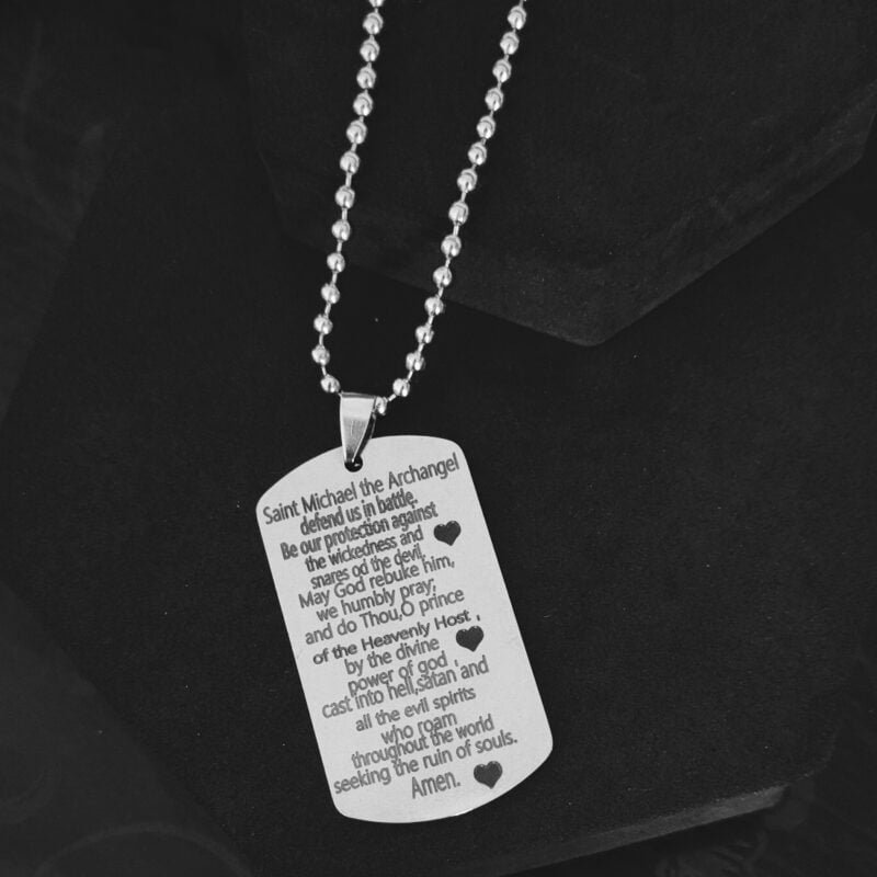 Saint Michael The Archangel Prayer Pendant Necklace Gift Saint Michael The Archangel Prayer Pendant Necklace Gift